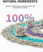 PETKIT Mixed Cat Litter Fast Clumping,Flushable,Ultra Absorbent, 100% Natural Ingredients Litter,Water Dissolvable,Really Dust-Free,Low Tracking Bentonite Tofu Litter ( 7.9 lb×4 Bags)