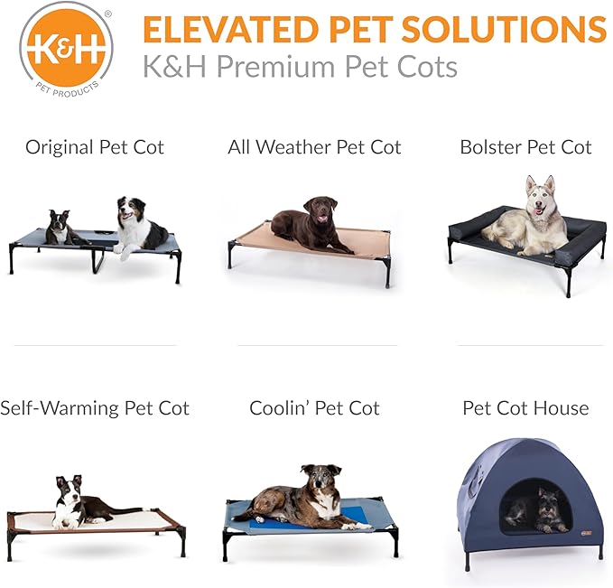 K&H Pet Products Dog Cot Replacement Cover, Designed to fit K&H Medium Pet Cots (Sold Separately), Indoor Outdoor, Breathable Cooling Mesh Center, Machine Washable - Medium 32 X 25in Gray