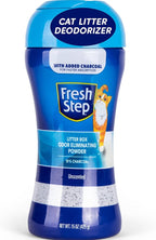 Fresh Step Litter Box Charcoal Odor Eliminator Powder, Cat Litter Deodorizer Additive to Help Absorb and Control Strong Litter Box Odors for Cleaner Smelling Homes, 15 Oz