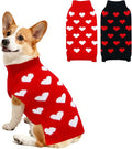 2 Pack Valentines Dog Sweater, Knit Pet Small Dog Sweater Holiday Valentine’s Day Outfit Clothes for Small Medium Large Dogs Pets (Red & Black, X-Large)