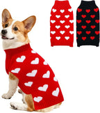 2 Pack Valentines Dog Sweater, Knit Pet Small Dog Sweater Holiday Valentine’s Day Outfit Clothes for Small Medium Large Dogs Pets (Red & Black, X-Large)