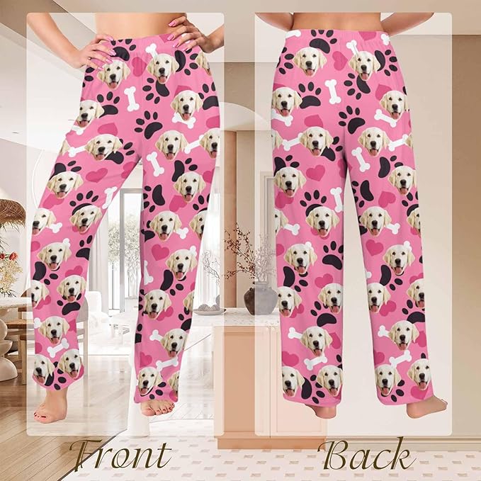 Custom Couple Pajama Pants Sock with Funny Face, Personalized PJ Anniversary Birthday Women Men Pants