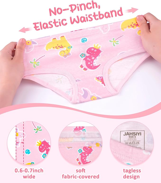 Girls and Toddlers 100% Cotton Underwear Tagless Soft Panties Size 2-3T,4-5T,6,8,10,12 (6-Pack)