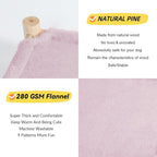 Patas Lague Cat and Dog Hammock Bed for Small Dogs, Brethable Wooden Cat Pet Rabbit Elevated Outdoor Bed Cots Furniture for All Seasons Fleece Purple