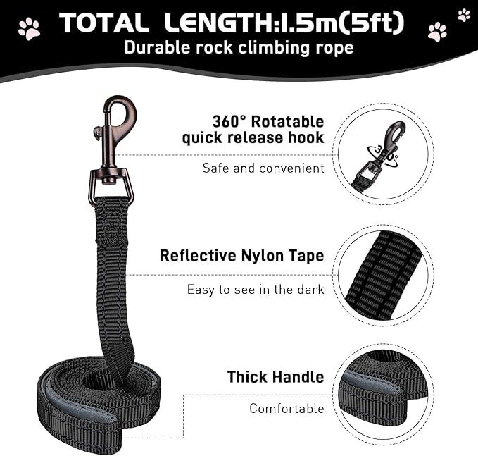 Soft Mesh Dog Harness and Leash Set, No Pull Puppy Harness and Leash Set, Reflective Step in Harness for Small Medium Dogs, Easy Walk Escape Proof Vest Harnesses (Black, S)