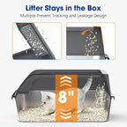 2 Pack Small Stainless Steel Litter Box with Lid for Kitten, Metal Cat Litter Boxes High Sided Enclosed for Injured Cats and Rabbit, Anti-Urine Leakage | Non-Stick Bottom & Includes Scoop