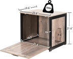 Dwanton Cat Litter Box Furniture Hidden, Cat Litter Box Enclosure, Reversible Entrance Can Be on Left or Right Side, Indoor Cabinet, Wooden Washroom, End Table, Nightstand, Greige, 23.6" L