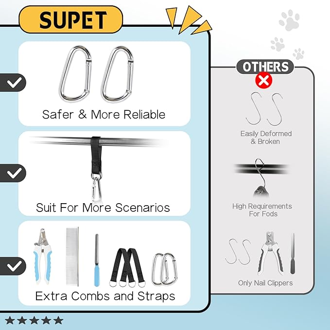 Supet Dog Grooming Hammock Harness for Dogs Cats, Relaxation Pet Nail Clipper Hammock, Restraint Dog & Small Animal Leashes Sling for Groomingk for Nail Trimming (Black, L)