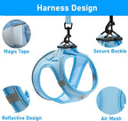 Hipubby Dog Harness and Leash Set, No Pull Soft Mesh Puppy Harness for Small Medium Dogs, Cats - Step in Reflective Breathable Lightweight Vest Harness for Walking, Training - Blue, XS