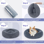 rabbitgoo Calming Dog Bed for Small Medium, 30 inches Pet Bed Machine Washable, Non-Slip Round Fluffy Plush Faux Fur Large Cat Cushion, Soft Donut Cuddler Cushion for Small Dogs, Dark Grey