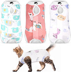 Nuanchu 3 Pieces Cat Recovery Suit Kitten Recovery Suit E-Collar Alternative for Cats and Dogs Abdominal Skin Anti Licking Pajama Clothes Sets(Medium,Cute Style,Colorful)