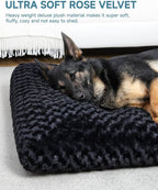 KSIIA Washable Dog Bed Anti-Slip Dog Crate Beds Deluxe Plush Kennel Pad Comfy Pet Sleeping Mat for Jumbo Dogs, 47" x 29", Black