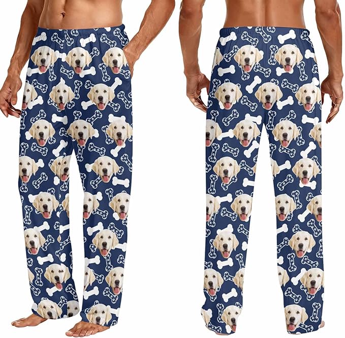 Custom Couple Pajama Pants Sock with Funny Face, Personalized PJ Anniversary Birthday Women Men Pants
