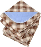 Non-Slip Bed Pads for Incontinence Washable (34" x 36"|2 Pack), Waterproof Bed Pads, Brown Grid, Bed Wetting Pads for Bed, Sofa, Floor, Resuable Underpads for Adults, Seniors, Pet