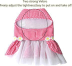 Small Dog Dress with Leash Set Adjustable Dog Harness Dress with D Ring Breathable Walk Doggie Outfits for Puppy Girl and Cat (S,Black)