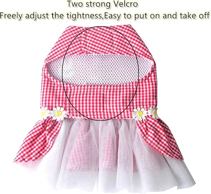 Small Dog Dress with Leash Set Adjustable Dog Harness Dress with D Ring Breathable Walk Doggie Outfits for Puppy Girl and Cat (S,Black)