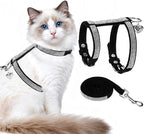 EXPAWLORER Cat Harness and Leash Set - Escape Proof Adjustable Cat Harness, H-shped Comfortable Soft Lightweight Kitten Harness for Outdoor Walking, for Small Medium Cats,Black Rhinestones M