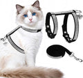 EXPAWLORER Cat Harness and Leash Set - Escape Proof Adjustable Cat Harness, H-shped Comfortable Soft Lightweight Kitten Harness for Outdoor Walking, for Small Medium Cats,Black Rhinestones S