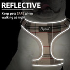PUPTECK Soft Mesh Dog Harness and Leash Set Pet Puppy Cat Adjustable Reflective Padded Vest No Pull Harnesses, Beige, L