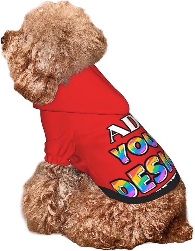Custom Dog Hoodie for Small Pets, Personalized Photo Text Pet Warm Pullover Sweatshirt with Name Number, Customized Gifts Soft Hooded Cats Kitten Clothes, Red, M,