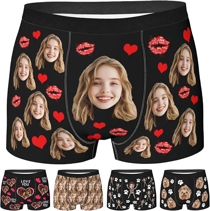 Personalized Underwear for Men with Face Custom Face Boxers Customized Boxer Briefs Funny Gifts for Him Husband Boyfriend