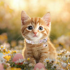 2 Pack Easter Cat Collars - Pastel Bunny&Egg Print Breakaway Easter Cat Collar with Bell & Bunny Pendant, Adjustable Cute Spring Holiday Kitten Collars for Boy Girl Cats