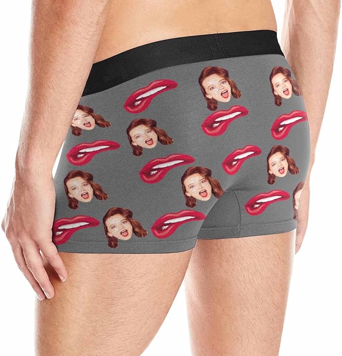 M YESCUSTOM Custom Faces Funny Short Briefs Gift for Husband Underwear