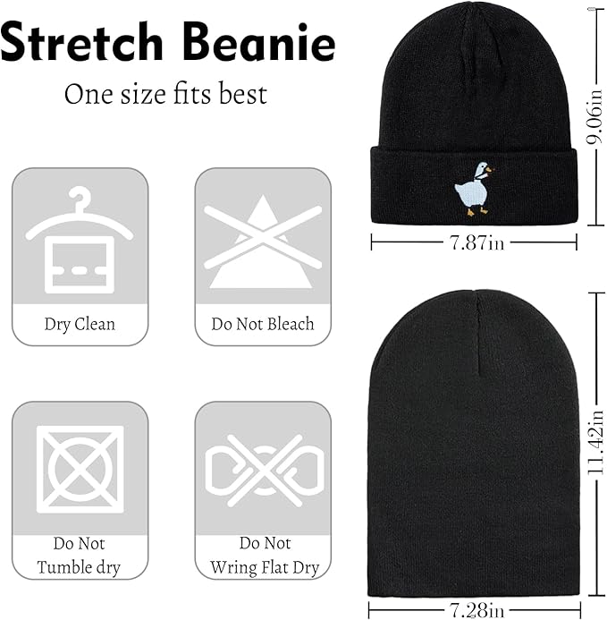 Funny Beanies Warm Knit Hats Fall Winter Black Hip Pop Knit Hat Cap for Women Men