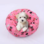 Round Replacement Dog Bed Covers Elastic Edged Washable Pet Bed Protector with Pink Dog Pattern Design for Small & Medium Pet Beds, Cover Only (Pink, 20 x 9.8 Inch)