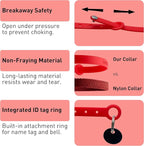 Red Cat Collar - Soft, Comfortable, and Lightweight Breakaway Collar with Name Tag Ring for Outdoor Cats and Sensitive Skin Kittens by Nuvuq (6 ⅞" to 10 ¼", Red)