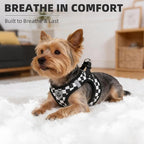 PUPTECK Adjustable Dog Harness Collar and Leash Set Step in No Pull Pet Harness for Small Medium Dogs Puppy and Cats Outdoor Walking Running, Checkered Black&White S