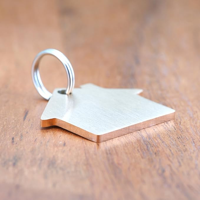 Ultra Joys Cat ID Tag Personalized Pet Tags, Durable Stainless Steel Small Pet Mini Dog Cat Tag Lightweight - House Tag in Rose Gold
