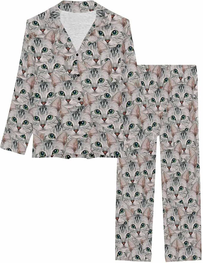 MyPupSocks Custom Face Pajamas for Women Set, Personalized Photo Long Sleepwear XS-XXL