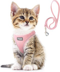 Fida Cat Harness and Leash Set for Walking Kitten and Puppy, Escape Proof Kitten Harness with Breathable Lightweight Soft Mesh, Adjustable Reflective Step-in Design. (XXXS, Pink)