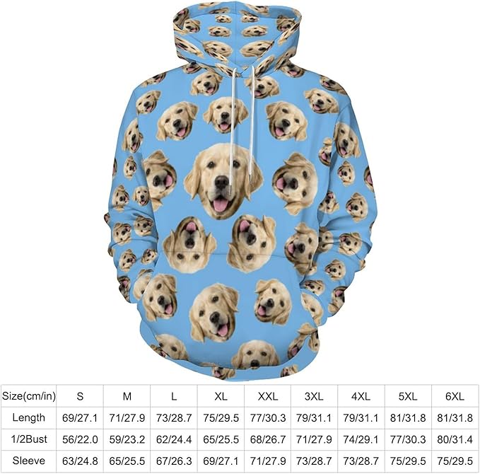 Artsadd Custom Face Unisex athletic Pockets Sweatshirt Loose Hoodie Custom Christmas Long Sleeve Sweatshirt Hooded Pullover