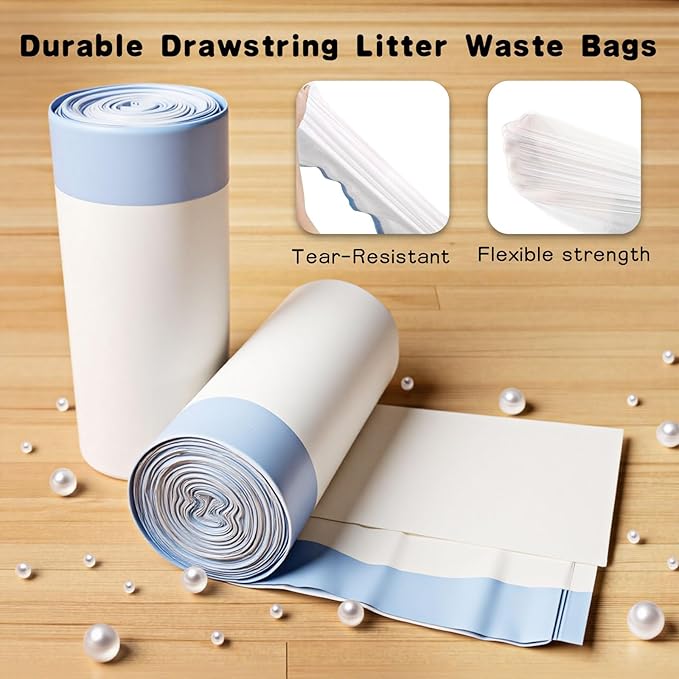 40-Pack Heavy Duty Cat Litter Box Liners for Fsitego & Fumoi Self-Cleaning Litter Boxes, Extra Thick Automatic Litter Box Bags, with Drawstring and Leakproof Cat Litter Bags
