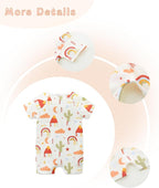 Unisex Summer Trendy 2-Pack Rompers Short Sleeve Zipped Bodysuit Infant Cotton Outfits