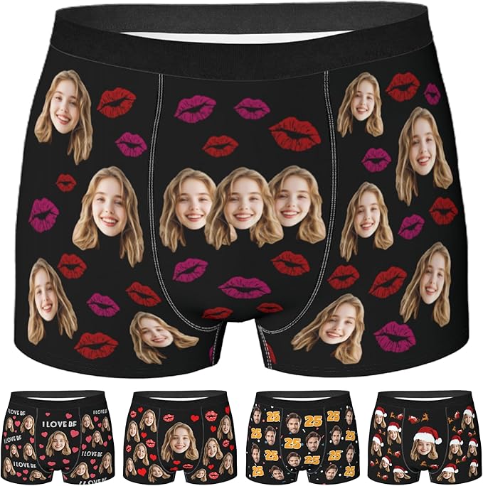 Personalized Underwear for Men with Face Custom Face Boxers Customized Boxer Briefs Funny Gifts for Him Husband Boyfriend