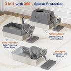 Stainless Steel Litter Box with Lid, XL Extra Large Cat Litter Box Enclosure, Front & Top Entry Covered Metal Cat Box with Steps & Scoop, Easy Cleaning