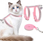 EXPAWLORER Cat Harness and Leash Set - Escape Proof Adjustable Cat Harness, H-shped Comfortable Soft Lightweight Kitten Harness for Outdoor Walking, for Small Medium Cats,Pink Rhinestones S