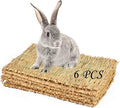 PINVNBY 6 Pack Rabbit Grass Mat,Bunny Natural Straw Woven Bed,Small Animal Cages Hay Nest Sleeping,Chewing,Nesting and Toys for Rabbits Guinea Pig Hamster Hedgehog and Squirrel Bed Mat