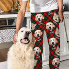 Artsadd Personalized Christmas Pajama Pants Socks for Men Custom Photo Pajama Bottoms for Men S-XXL