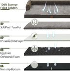 Orthopedic Dog Beds for Large Sized Dogs, Waterproof Egg Crate Foam Large Dog Couch Beds with Comfy Bolster 36x27Inch, Washable Pet Beds with Removable Cover and Nonskid Bottom, Dark Green