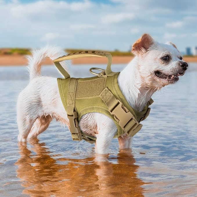 IronSeals Tactical Nylon Adjustable Dog Vest Harness Comfy Mesh Padding Puppy Vest with Quick-Release Buckle and Rubber Handle for Small Dog/Big Cat