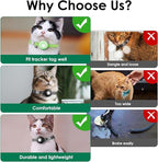 GPS Tracker for Cats, Cat Tracker Collar with Safety Elastic Buckle, Compatible with Apple Find My App (Only iOS), No Monthly Fee, Waterproof (White Tracker, Green Cat Collar)
