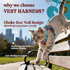 rabbitgoo Cat Harness and Leash for Walking, Escape Proof Soft Adjustable Vest Harnesses for Cats, Easy Control Breathable Reflective Strips Jacket, Red & Teal, M