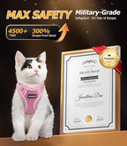 Halypet Cat Harness and Leash Set [MAX Safety 4th-Gen Upgrade] Escape Proof Adjustable Cat Leash Comfortable Soft Vest Easy to Wear Kitten Harness with Reflective Strip for Cats Walking, S Pink