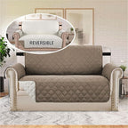 H.VERSAILTEX Reversible Loveseat Cover Water Resistant Furniture Protector for Dog Non Slip Couch Cover with Elastic Strap Washable Loveseat Slipcover Seat Width to 46"(Loveseat, Taupe Brown/Beige)