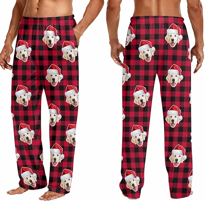 Custom Couple Pajama Pants Sock with Funny Face, Personalized PJ Anniversary Birthday Women Men Pants