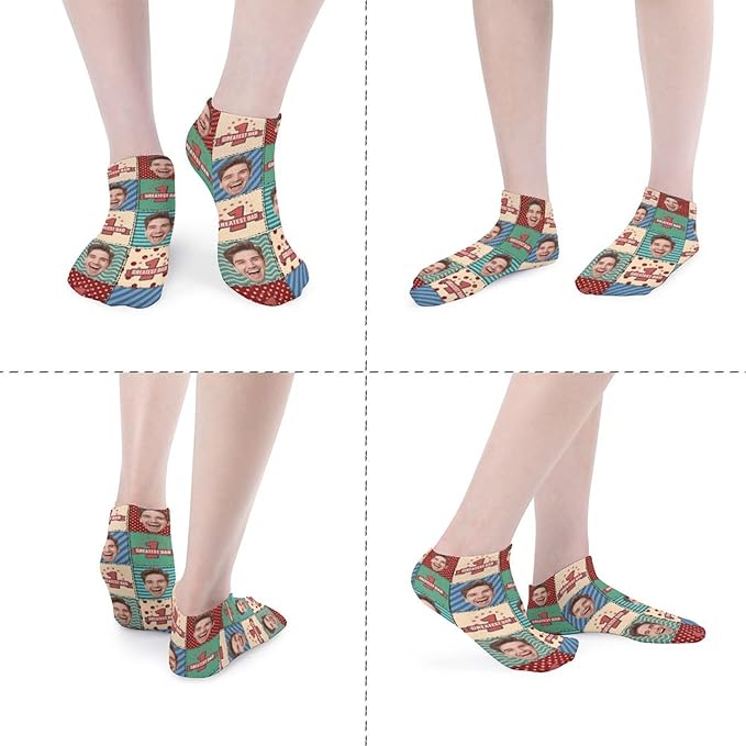 Personalized Ankle Socks with Face Custom Photo Socks Low Cut Ankle Socks Athletic Socks Valentine's Day Gifts for Women Men